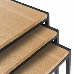 Best Sale 🔥 Julian Bowen Tribeca Oak Nest of 3 Tables 😉 -Julian Bowen Sales Store 1000169350 alt02