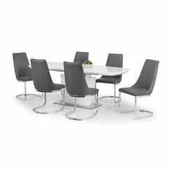 Best Pirce ⭐ Julian Bowen Como Set of 2 Dining Chairs Grey PU Leather 👍 -Julian Bowen Sales Store 1000169816 alt03