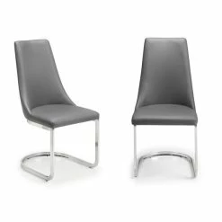 Best Pirce ⭐ Julian Bowen Como Set of 2 Dining Chairs Grey PU Leather 👍 -Julian Bowen Sales Store 1000169816 alt04
