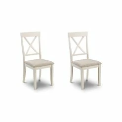 Top 10 ⌛ Julian Bowen Davenport Set of 2 Dining Chairs Ivory Suede Effect 👍
