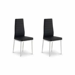 Cheap 👏 Julian Bowen Greenwich Set of 2 Dining Chairs Black PU Leather 🔔