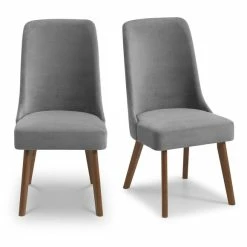 Best Sale 🔔 Julian Bowen Huxley Set of 2 Dining Chairs Grey Chenille 😀