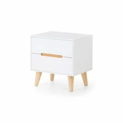 Cheap 😀 Julian Bowen Alicia 2 Drawer Bedside Table, White & Oak 👍