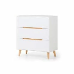 New 💯 Julian Bowen Alicia 3 Drawer Chest, White & Oak 👍