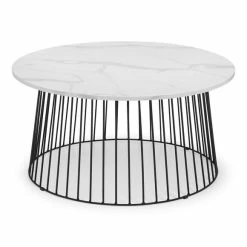 Hot Sale ✔️ Julian Bowen Broadway Round White Faux Marble Coffee Table 🛒