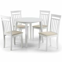 Deals โค๏ธ Julian Bowen Coast White Dining Table with 4 Chairs ๐