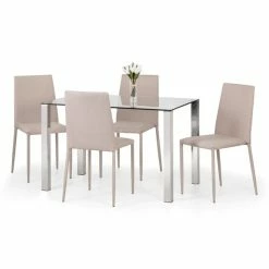 Best Sale ๐คฉ Julian Bowen Enzo Glass Dining Table with 4 Jazz Chairs ๐