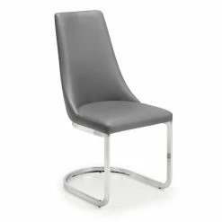 Best Pirce ⭐ Julian Bowen Como Set of 2 Dining Chairs Grey PU Leather 👍
