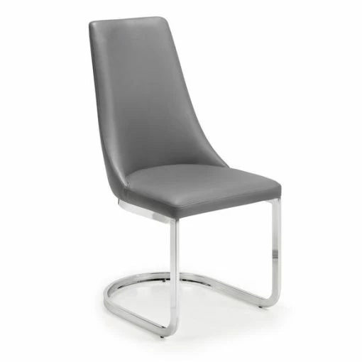 Best Pirce ⭐ Julian Bowen Como Set of 2 Dining Chairs Grey PU Leather 👍 -Julian Bowen Sales Store 30708591