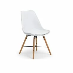 Best Pirce ❤️ Julian Bowen Blanco Round White Pedestal Dining Table with 4 Kari Dining Chairs 🎉 -Julian Bowen Sales Store 30794145 alt05