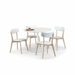 Deals 🛒 Julian Bowen Blanco Round White Pedestal Dining Table with 4 Casa Dining Chairs 🔥 -Julian Bowen Sales Store 30794147 alt04