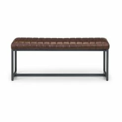 Best deal ❤️ Julian Bowen Brooklyn Upholstered Dining Bench Brown Faux Leather 🎁 -Julian Bowen Sales Store 30794155 alt02