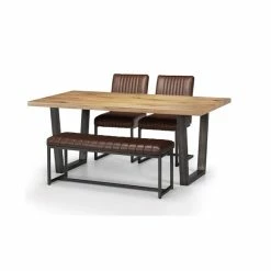 Best deal ❤️ Julian Bowen Brooklyn Upholstered Dining Bench Brown Faux Leather 🎁 -Julian Bowen Sales Store 30794155 alt03