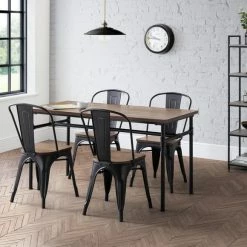 Promo 😍 Julian Bowen Carnegie Rectangular Dining Table with 4 Grafton Dining Chairs 💯