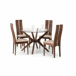 Best reviews of 🌟 Julian Bowen Chelsea Small Round Glass Dining Table with 4 Cayman Dining Chairs ✨