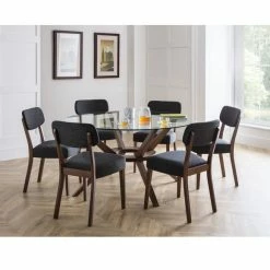 Discount 🛒 Julian Bowen Chelsea Large Round Dining Table with 6 Farringdon Dining Chairs ⌛