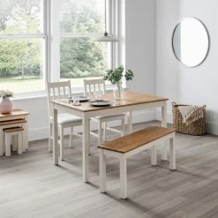 Outlet ❤️ Julian Bowen Coxmoor Rectangular Dining Table Ivory with Oak 😍