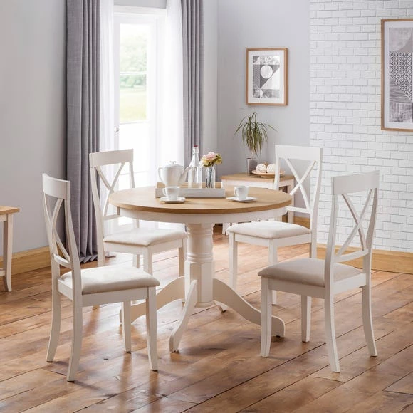 New 💯 Julian Bowen Davenport Round Pedestal Dining Table with 4 Dining Chairs 👍 3 New 💯 Julian Bowen Davenport Round Pedestal Dining Table with 4 Dining Chairs 👍
