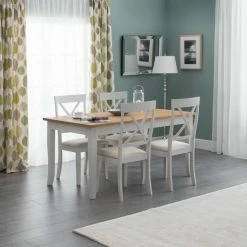 New 🎉 Julian Bowen Davenport Rectangular Grey Dining Table with 4 Chairs 😉