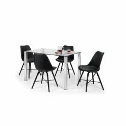 Wholesale ๐ Julian Bowen Enzo Rectangular Glass Dining Table with 4 Kari Black Dining Chairs ๐