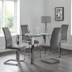 Top 10 🔥 Julian Bowen Enzo Rectangular Glass Dining Set with 4 Calabria Dining Chairs 🎁