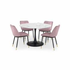 Hot Sale 👏 Julian Bowen Holland Round Pedestal Dining Set with 4 Delaunay Chairs ⭐