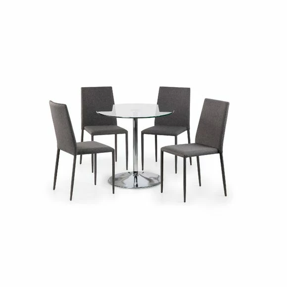 Best Pirce โ๏ธ Julian Bowen Kudos Round Glass Pedestal Dining Table with 4 Jazz Grey Chairs ๐ฅฐ 4 Best Pirce โ๏ธ Julian Bowen Kudos Round Glass Pedestal Dining Table with 4 Jazz Grey Chairs ๐ฅฐ - Image 2