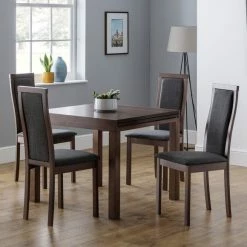 New 🎉 Julian Bowen Melrose Square to Rectangle Dining Table with 4 Melrose Chairs ✔️