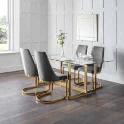 Best deal 😍 Julian Bowen Minori Rectangular Glass Set with 4 Vittoria Chairs 🥰