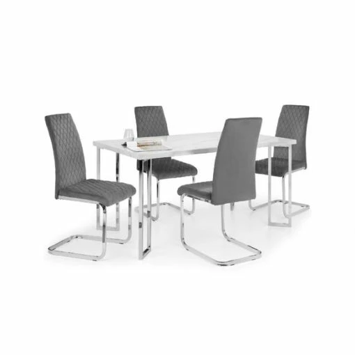 Hot Sale 😍 Julian Bowen Positno Set with 4 Calabria Chairs ❤️ -Julian Bowen Sales Store 30794341