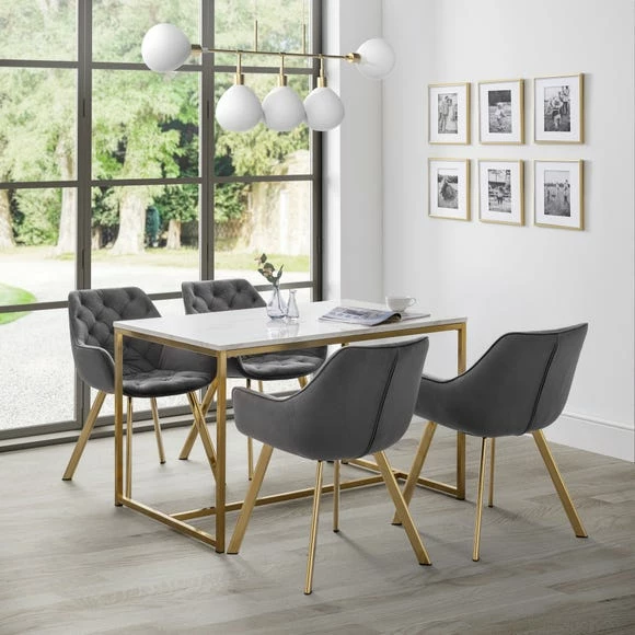 Wholesale 🤩 Julian Bowen Scala Rectangular Dining Table Gold 🧨 3 Wholesale 🤩 Julian Bowen Scala Rectangular Dining Table Gold 🧨
