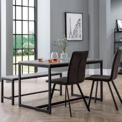 Best deal 🛒 Julian Bowen Staten Rectangular Dining Table with 1 Bench and 2 Monroe Chairs 😀