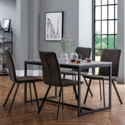 New ✔️ Julian Bowen Staten Rectangular Dining Table with 4 Monroe Chairs 😀