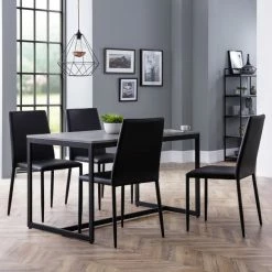 Flash Sale ๐ Julian Bowen Staten Rectangular Dining Table with 4 Jazz Black Chairs ๐ฅ