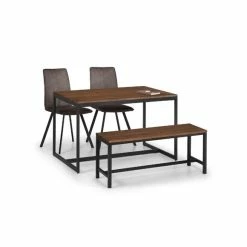 Buy ⭐ Julian Bowen Tribeca Rectangular Walnut Dining Table with 1 Bench and 2 Monroe Chairs ✔️