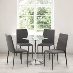 Promo 🌟 Julian Bowen Kudos Round Glass Pedestal Dining Table 🛒