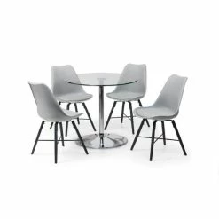 Promo 🌟 Julian Bowen Kudos Round Glass Pedestal Dining Table 🛒 -Julian Bowen Sales Store 30794581 alt02