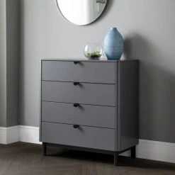 Best Pirce 😀 Julian Bowen Chloe 4 Drawer Chest, Grey 🛒